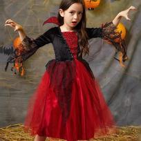 Mergaičių Cosplay Vamzdis Helovino Suknelė Vaikams Vaiduoklio Nuotaka Gotikinis Kostiumas Grafas Vampyras Karnavalo Apranga Juoda Raudona Apranga 170 raudona