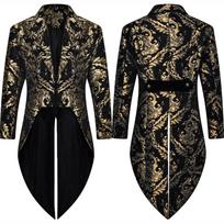 Devil Fashion Vyriškas gotikinis Steampunk frakas Juodas vestuvių Helovino švarkas XXXL juoda