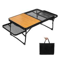 „Lixada“ sulankstomas kempingo stalas lauko iškylai maisto ruošimo stalas half wood side table juoda