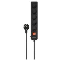 Savio Z-17 Surge Protector Power Strip with 5 sockets 3m, Black