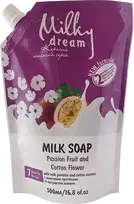 Skystas muilas MILKY DREAM Pasiflora ir Medvilnės gėlės doypack, 500ml