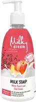 Skystas muilas MILKY DREAM Persikas ir Čia sėklos, 500ml