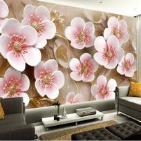 Didelė persikų žiedų freska 3D abstrakti rožinė gėlė sienų tapyba miegamojo gyvenamojo kambario trimatė sienų tapyba 200 cm(W) x 140 cm(H)
