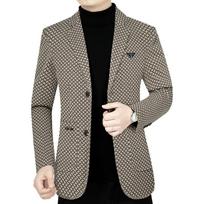 Vyriškas pavasario ir rudens verslo laisvalaikio kostiumas, daugiakišeninis languotas viršus 4XL gray