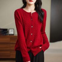 Omen's Spring Solid Color Cozy Lazy Style Cardigan Sweater Round Neck Knit Jacket 2XL juoda