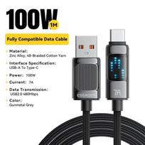 Essager 7A USB tipo C laidas, skirtas iPhone 15 Pro Max 100W/88W greito įkrovimo USB C laido laidas, skirtas Xiaomi Huawei Honor OPPO Oneplus 1m pilka