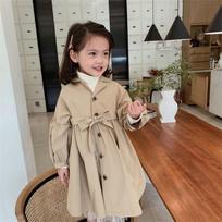Spring Autumn Girls' Windbreaker Children Windbreaker Kids Girls Khaki Trench Coat Outerwear Princess Outer Clothing 140cm chaki