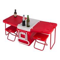 32L Ridenamas Šaldytuvas Ledo Dėžė Kempingui Lauke Iškylai Nešiojama Šilumos Izoliacijos Dėžė With Table and Chair mėlyna