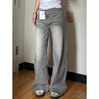 Pavasario ruduo Retro skalbti džinsiniai džinsai moterims Vintage Baggy Jeans Moteriškos kelnės Harajuku Streetwear kelnės XXS pilka