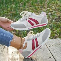 Ladies' Fashionable Contrasting Sports Shoes, Lightweight EVA Sole Skateboard Shoes, All Season Low Cut Lace Up Casual Shoes, Flat Head 35 mėlyna