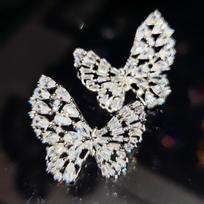 BELLA BOX Heavy Industry Exquisite Butterfly Black Purple White Zircon Silver Needle Earrings Suitable For Women'sDaily Party Fashion Jewelry violetinė