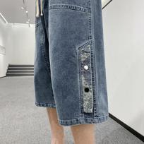 Vasaros vyriški džinsiniai džinsai, džinsiniai, iki blauzdų, laisvalaikio šortai, skalauti medvilniniai tiesūs kelnės 6XL juoda