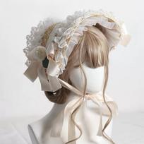 Nėrinėta Lolita Šiaudinė Skrybėlė Plokščiu Viršumi Juostelė su Kaspinėliu Gėlių Kepuraitė Elegantiškas Lolita Bonetas Paplūdimio Atostogos mėlyna