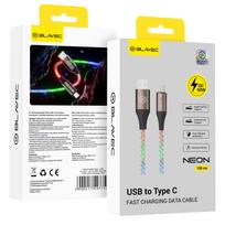 Blavec Kabel Neon – USB į Typ C – QC 3.0 60W 3A 1 metr (CNE-UC3L1) su RGB