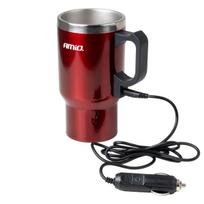 Automobilio virdulys-puodelis, 450 ml 12V, raudonas, AMIO-02177