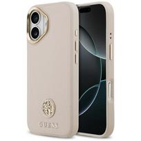 GUESS dėklas IPHONE 17, suderinamas su MagSafe GUHMP17SPGCRMDEP (PU su Grained Strass Logotipu) rožinis