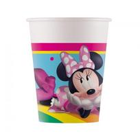 Popieriniai puodeliai su Minnie „Rainbow Makes Me Smile“ 200 ml (8 vnt.) – vaikiški vienkartiniai puodeliai gimtadieniui