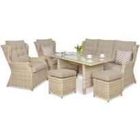 Lauko baldų komplektas TRAVENTO DINING 3 + pufai BEIGE