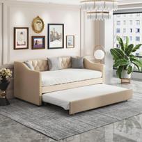 Sofa-lova 90x200 cm, Svečių lova, lininis audinys, smėlio spalvos