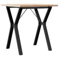 vidaXL Valgomojo stalas, 70x70x75,5cm, pušis ir plieninis, Y formos rėmas