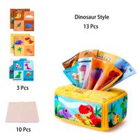Montessori Baby Tissue Box Towel Soft Cloth Toys Toddler Finger Exercise Educational Learning Activity Sensory Plush Toy for Kid
