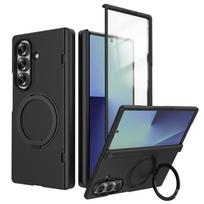 360° besisukantis magnetinis laikiklis-vyris Magsafe dėklas Samsung Galaxy Z Fold 7 6, grūdinto stiklo ekrano plėvelė, apsauga, belaidžio įkrovimo kietas dangtelis For Galaxy Z Fold 7 juoda