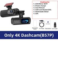 E-ACE Vaizdo registratorius UHD 4K Automobilio kamera Naktinis matymas Su GPS WiFi 24 val. Parkavimo ciklinis įrašymas 4K Priekinė ir 1080P Galinė Dvigubo objektyvo NO TF Card