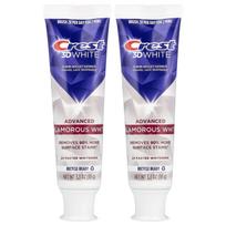 Crest, 3D White, Fluoro ertmės prevencinė dantų pasta, pažangi, Glamorous White, 2 tūbelės, 93 g (3,3 uncijos) kiekviena