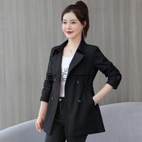 Women's Short Coat Windbreaker Women's Spring Autumn Trench Coat Korean Short Ladies Solid Coat Women Double Breasted Outwear S violetinė