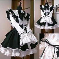 Vyriškas padavėjos kostiumas Lolita Cosplay Mielas Seksualus Erotinis Kawaii Kavinės kostiumas Juodas Baltas Vyriškas Uniformos Prijuostės Suknelė Mielas Kaspinėlis S balta