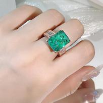 Madingas Paraiba rožinio aukso žiedas spalvingas lobis geometrinis 18k auksas Kvadratinis žiedas moteriškas vakarėlio gimtadienio papuošalas dovana 9 gray