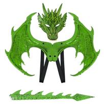Persirengti Drakono Sparno Uodegos Kaukės Rinkinys Cosplay Helovino Kostiumai Helovino Dekoracija žalia