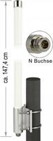 Delock LoRa 868 MHz - Antenne - 147,4 cm - Kolineares Dipol-Array - 8 dBi - ungerichtet - Wandmontage möglich, Stangenbefestigung - weiß (12504)