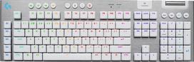 Logitech G G915 X - Tastatur - LIGHTSPEED - full size - Hintergrundbeleuchtung - kabellos - 2.4 GHz, USB, Bluetooth 5.0 - AZERTY - Französisch - weiß (920-012687)