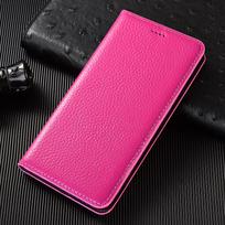Litchi natūralios odos atverčiamas dėklas IPhone 7 8 Plus X XS XR 11 12 13 14 15 16 16E Pro Plus Max telefonams Piniginės dėklai iPhone 16 ruda
