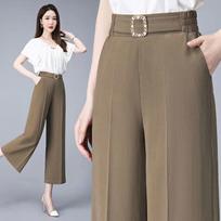 Office Lady Fashion Spring Summer Wide Leg Pants Korean Women Elastic High Waist Casual Loose Ankle-length Straight Trousers XXXXL balta