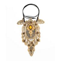 Exaggerated Fabric Art Ethnic Style Lace Collar Choker Retro Flower Spider Gem Necklace Female