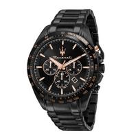Maserati chronografas laikrodis su šviesos elementais, 45 mm, juodas, kvarcinis, atsparus vandeniui iki 10 ATM, Traguardo, oficialus, autentiškas, vyriškas, rodyklės, mechanizmas, ATM, R8873612048,