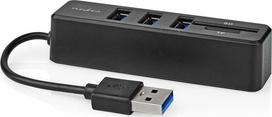 USB Hub - NEDIS - USB 2.0 Hub 3 Prievadai - Kompaktiškas - Universalus - microSD/SD kortelių skaitytuvas