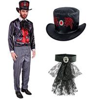 "GREITAS VAMPYRŲ KOSTIUMAS" (švarkas, kelnės, kepurė, jabot)