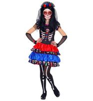 "MUJER DIA DE LOS MUERTOS" (suknelė, rankų šildytuvai, galvos apdangalas su šydu)