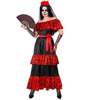 "MUJER DIA DE LOS MUERTOS" (suknelė, rožinis diržas, pirštinės be pirštų, gėlių šydas)