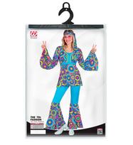 „70-ųjų GROOVY STYLE – mėlyni burbuliukai“ (marškinėliai, kelnės, galvos juosta)