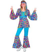„70-ųjų GROOVY STYLE – mėlyni burbuliukai“ (marškinėliai, kelnės, galvos juosta)