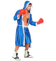 „BOXEUR“ mėlyna (apsiaustas su gobtuvu ir diržu, šortai)