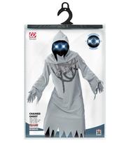 „CHAINED GHOST“ (chalatas, pirštinės, kaukė su gobtuvu ir šviečiančiomis akimis, kurios mirksi ir ima šviesti)