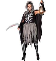 „GRIM REAPER“ (suknelė su kaulais, pėdkelnės ir pirštinės, apsiaustas su gobtuvu, grandinėlės)