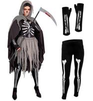 „GRIM REAPER“ (suknelė su kaulais, pėdkelnės ir pirštinės, apsiaustas su gobtuvu, grandinėlės)