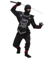 „JUODASIS NINJA“ (paltas su raiščiais, kelnės su raiščiais, krūtinės šarvai, kaukė)