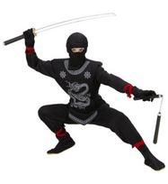 „JUODASIS NINJA“ (paltas su raiščiais, kelnės su raiščiais, krūtinės šarvai, kaukė)
